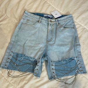 Adika Biker Jean Shorts with Chain